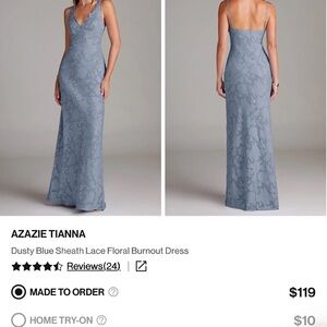 Azazie | Tianna | Dusty Blue | Floral Burnout
